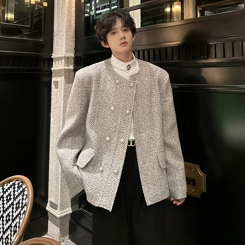 

Autumn Winter Pad oulder Double Breasted Faionable Woolen Jaet Luxury Sli Trendy Outerwear Long Sve ort Length