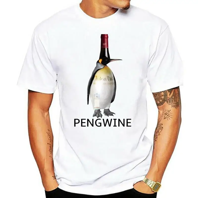 Cartoon Hip Hop Shirt Cool/funny Pengwine Unisex Short Sleeve Cotton T-shirt. Alcohol/wine   Penguin Tee. Mz T-shirts 123