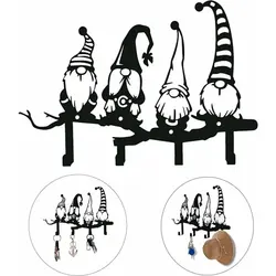 Black Cats Wall Hooks Key Holder Halloween Cats Decorative Hooks Rack Hangers,Gnome Gift Metal Key Holder for Wall Decorative