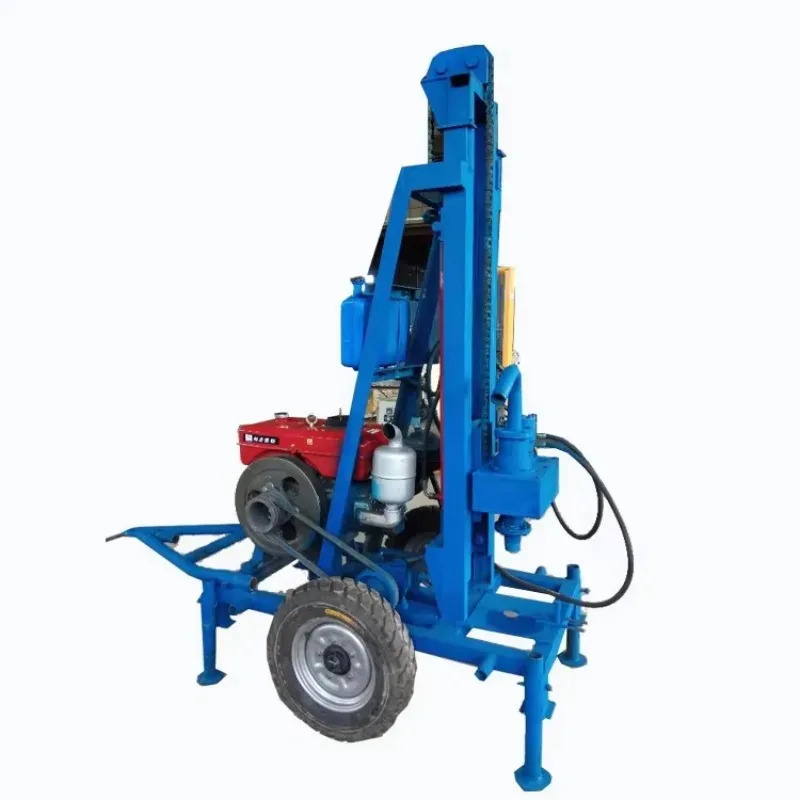 Small Blue Diesel Easy Operation Water Well Drilling Rig Hydraulic Control Portable Track Type Max 150m for Outdoor Drilling