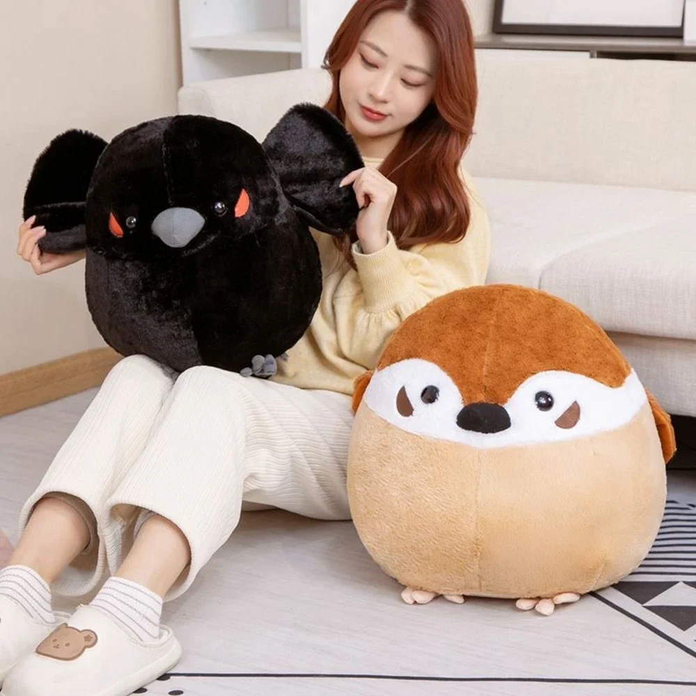 

35cm Cartoon Funny Crow Sparrow Plush Toy Cute Doll Bird Fun Bed Sofa Decoration For Children's Gifts Soft Filling