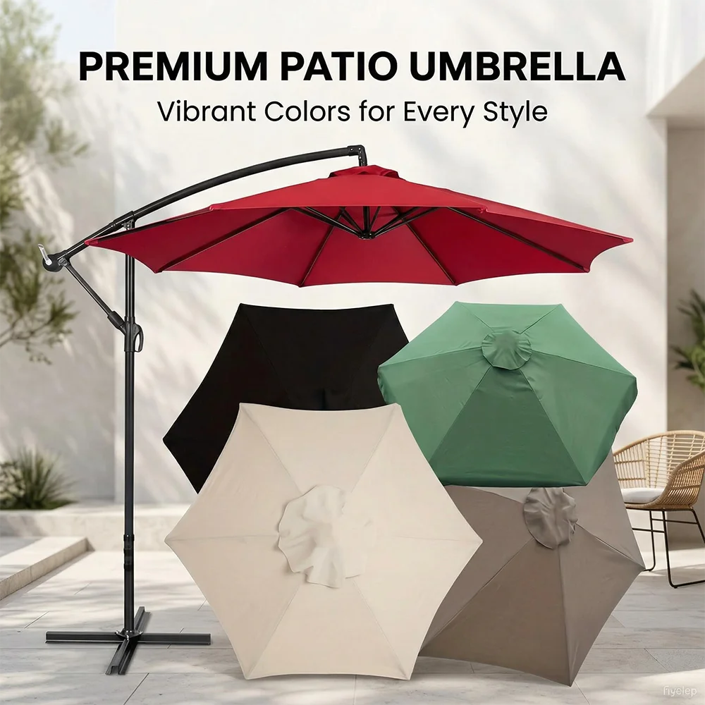 6.5ft 9ft 10ft Patio Umbrella Top Canopy Cover, 6 Ribs 8 Ribs Outdoor Market Pool Umbrella Replacement Cloth, Table Umbrella