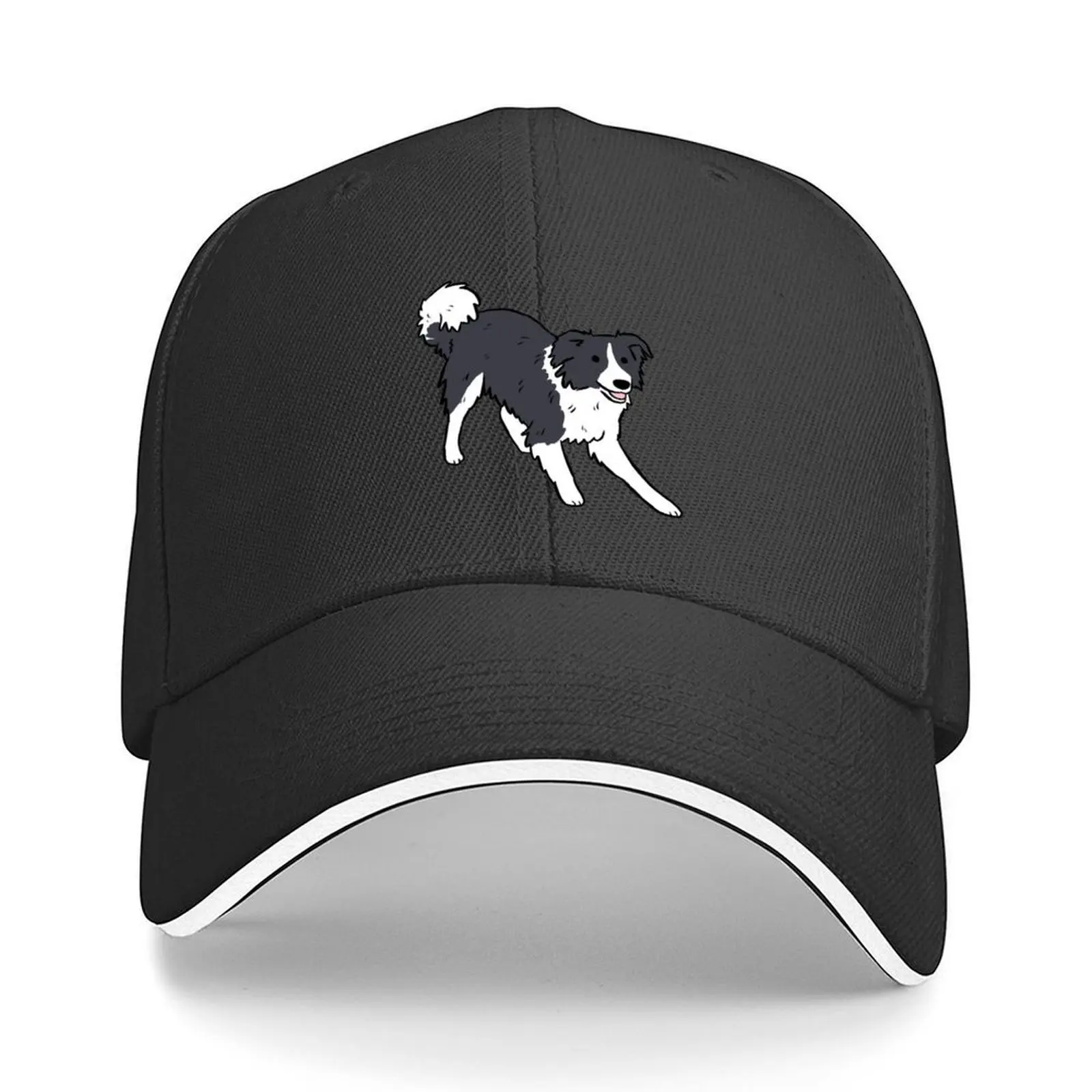 

Cute border collie illustration Baseball Cap Trucker Cap beach hat Luxury Hat black Women's Hats Men's