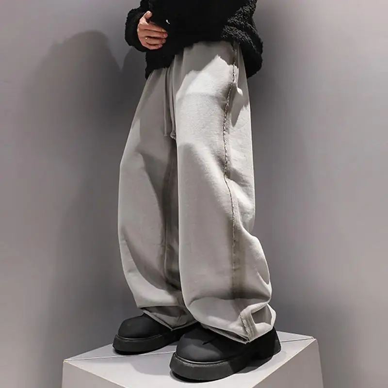 

Trendy Vintage Waed Straight Leg Men's Casual Pants Loose Fit American Sle Retro Street Cool Leisure Trousers