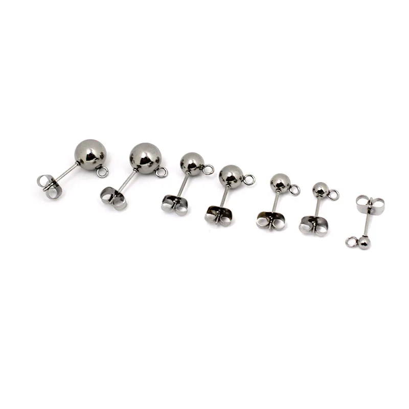 20Pcs Stainless Steel Round Ball Earring Post Studs