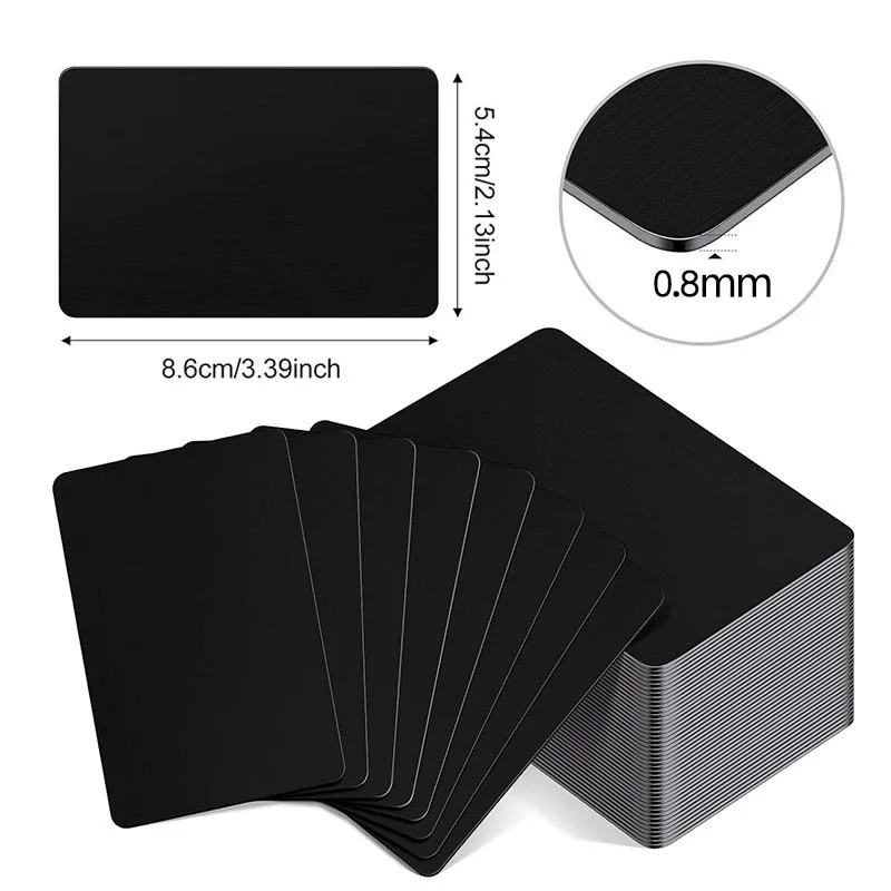 86x54x0.8mm Blank Aluminum Sheet Laser Engraving Marking Metal Cards for DIY Business  Card, Membership Label,Party Invitation
