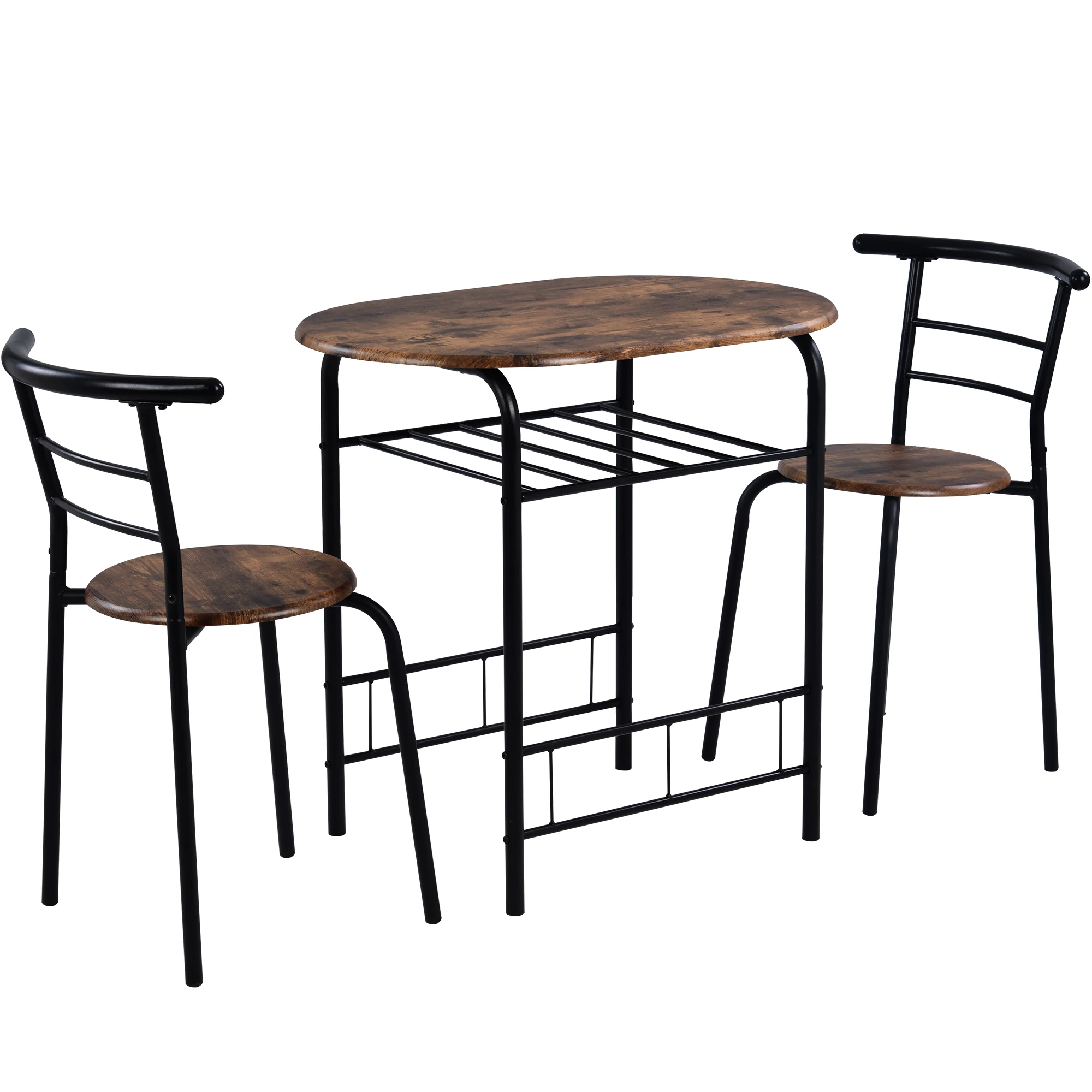 3-Piece DiningTable & Chair Set for Kitchen, Dining Room, Compact Space Wooden Steel Frame