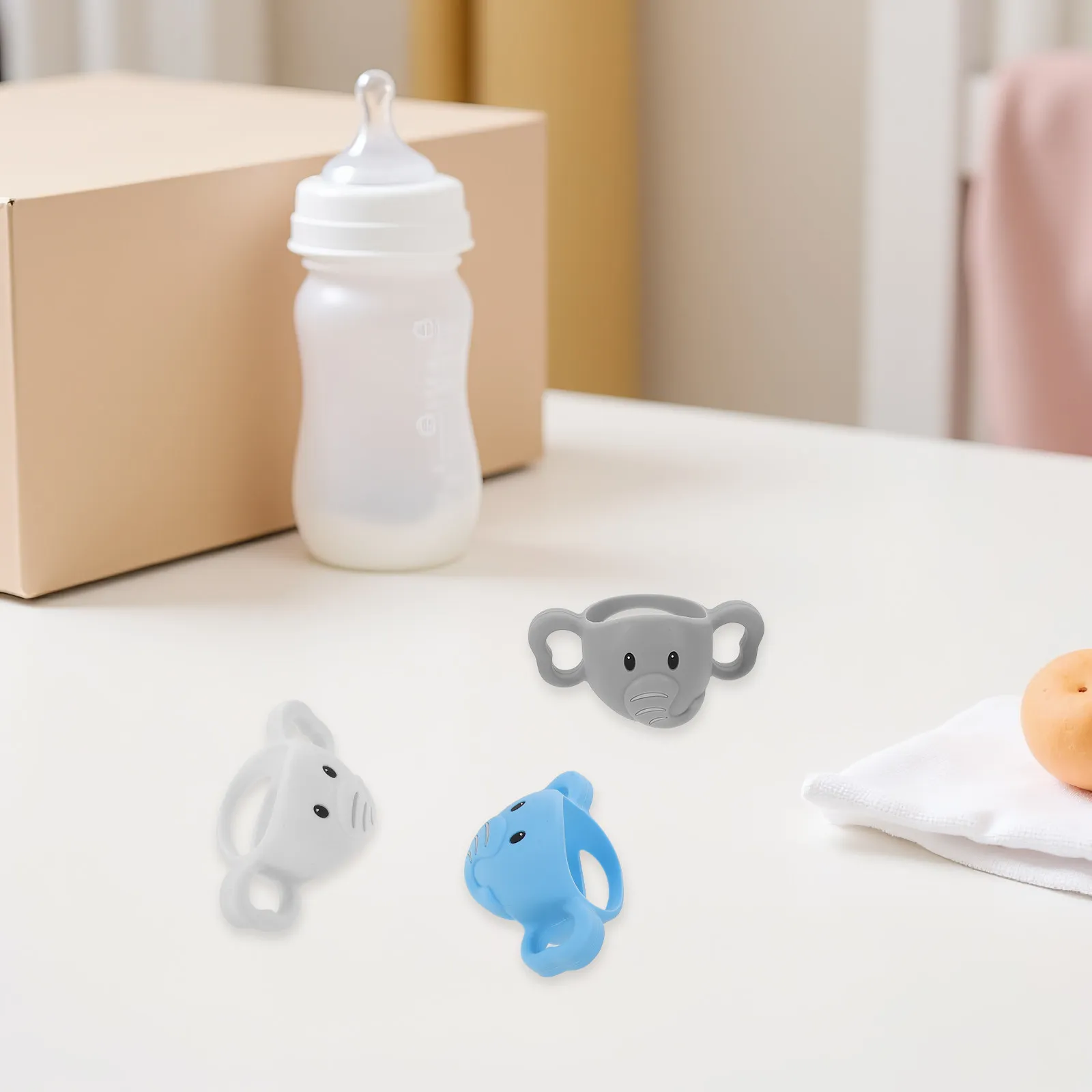 

3Pcs Baby Bottle Handles - Soft Silicone Grip Sleeve - Feeding Bottle Support for Nursing Travel - Universal Infant