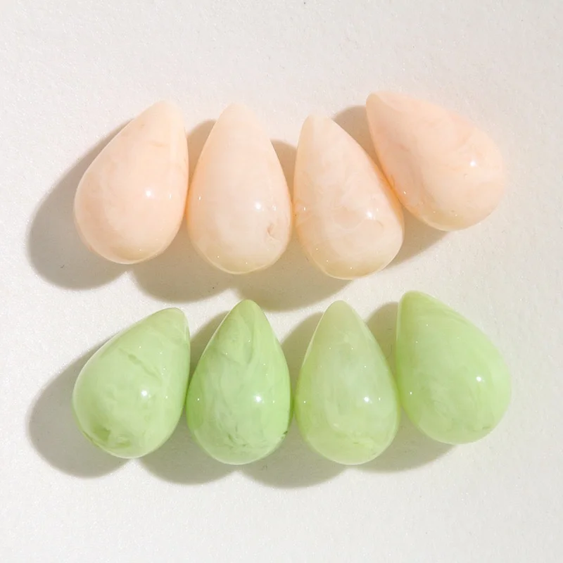 

Free shipping 50pcs/lot color print geometry water drop shape resin beads with half holes diy jewelry garment pendant accessory