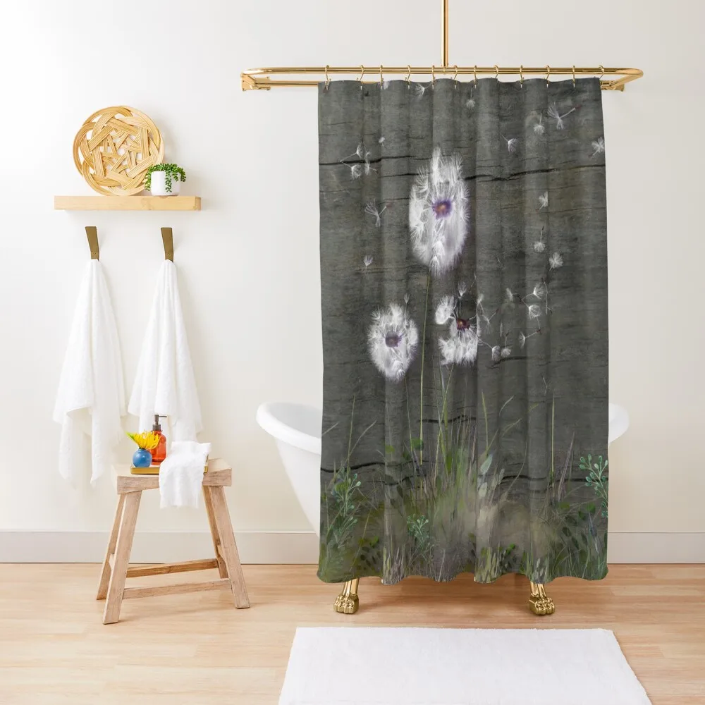 

Rustic Barn Wood Series: Dandelion Seeds Fly Away Shower Curtain Bathroom Accessory Toilet Accessories Bathroom Curtain