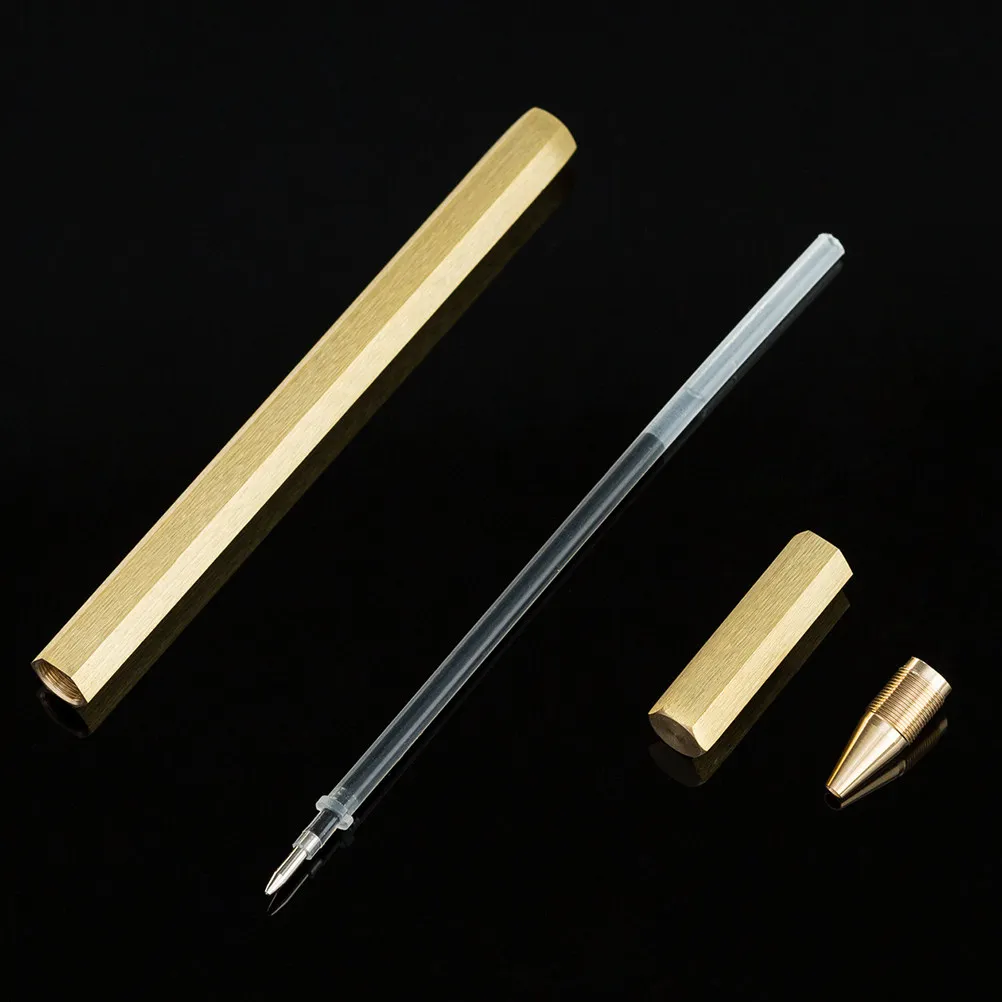 

Металлическая гелевая ручка с медным корпусом, шестиугольной формы, с гладкой поверхностью, для письма, рисования, скетчинга, инструмент для офиса, школы, канцелярских принадлежностей, подарок