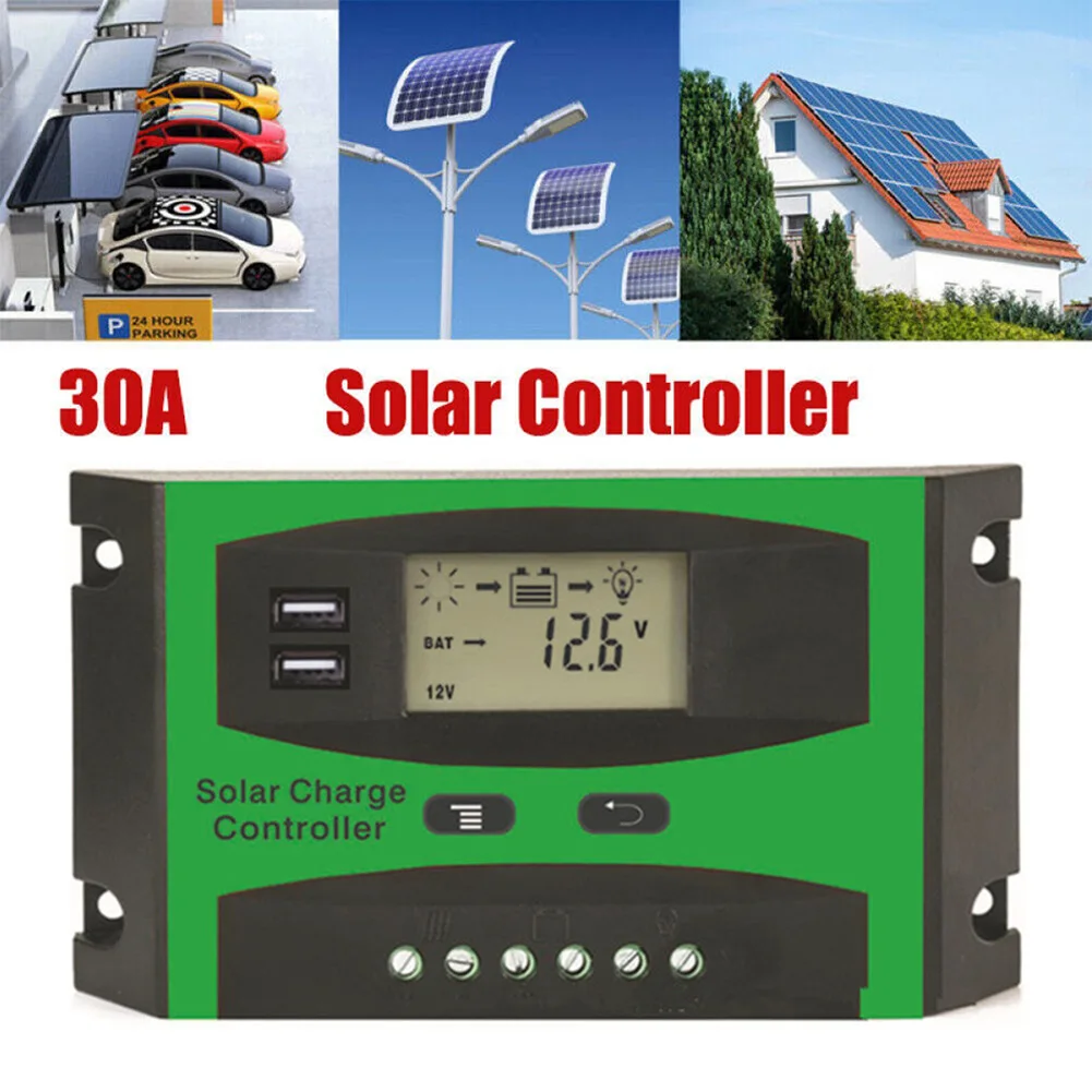 Brand New Solar Charger Controller 12V/24V 2 Way Black Green Charge Controller LCD Screen Regulator Solar Panel