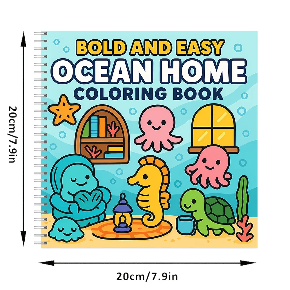 Easy Ocean Home Coloring Book for Adult Colouring Book, Birthday Day Gift, Back to School Supplies, Adults Cute Drawing Book