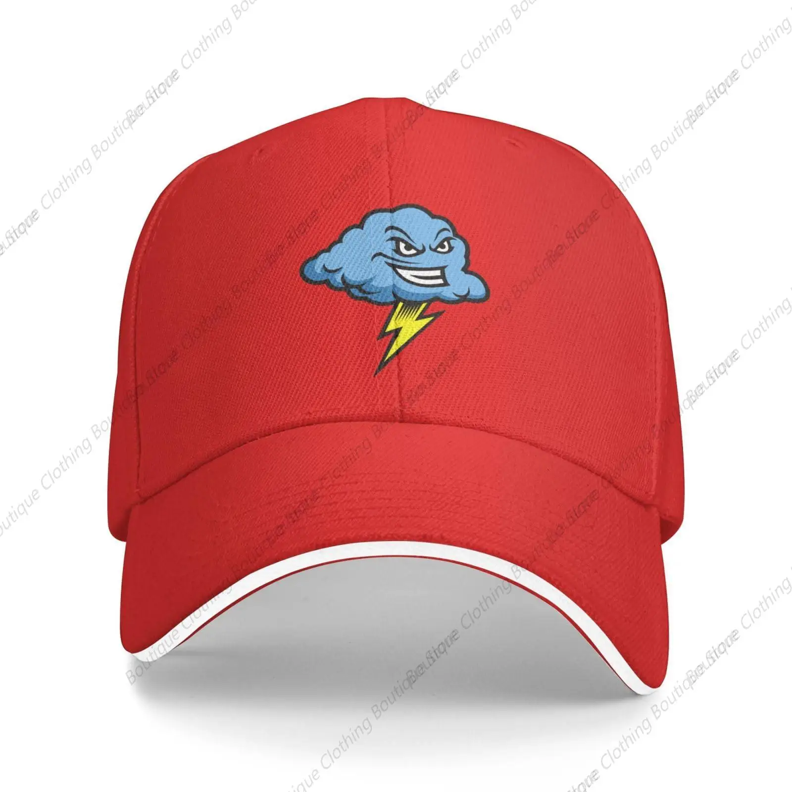 

Blue Clouds with Lightning Sandwich Hat Adjustable Baseball Cap Black