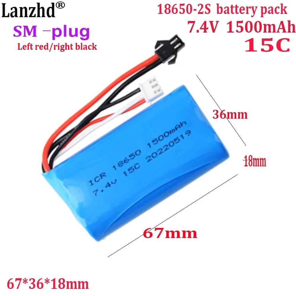 

7.4V battery pack 18650 2S 15C 1500mAh For remote control vehicle Power car Jump Starter Tools ships model toys with SM plug