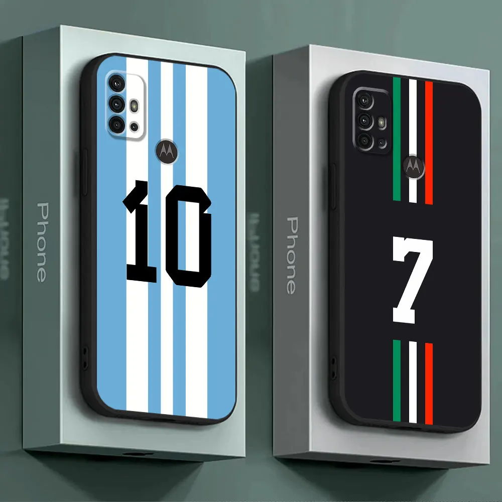 Silicone Phone Case for Motorola Moto G71 G72 G50 G31 G60 G52 G53 G51 G30 G32 G73 G60s G22 Football Star Digital Art Cover