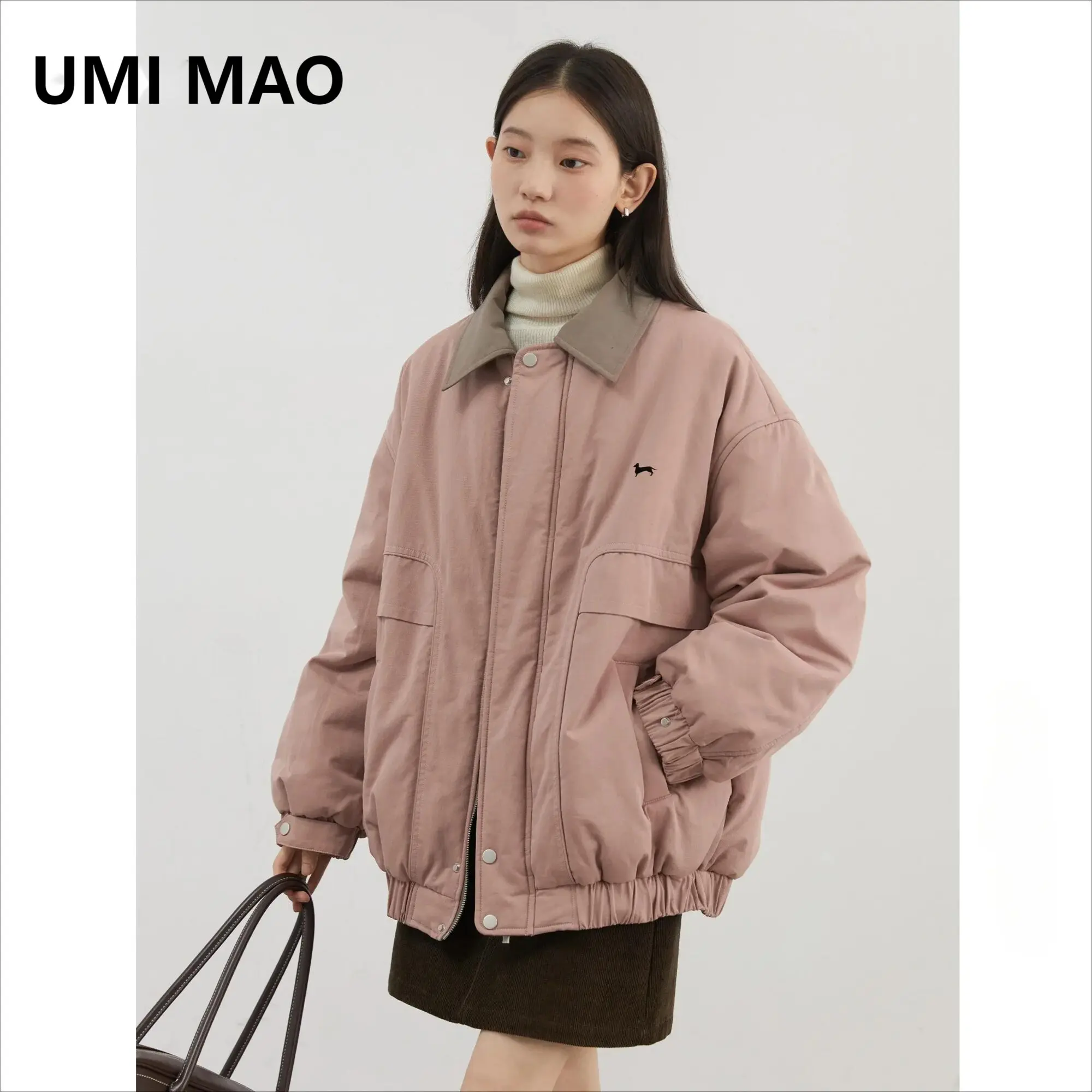 

UMI MAO Fashion Women Jacket Solid Loose Casual Cotton Thick Warm Jackets Female Coat Workwear Autumn Winter Y2K