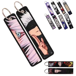 Anime Satoru Gojo Geto Suguru llaveros bordados Manga japonesa etiqueta para llave llavero mochila Chaveiro