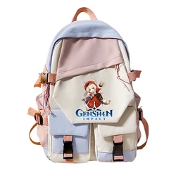 Sac à dos Genshin Impact Game pour étudiants, cartable Kawaii Paimon Klee Cartoon Manga, cartable pour filles et garçons, sacs de voyage en plein air pour enfants