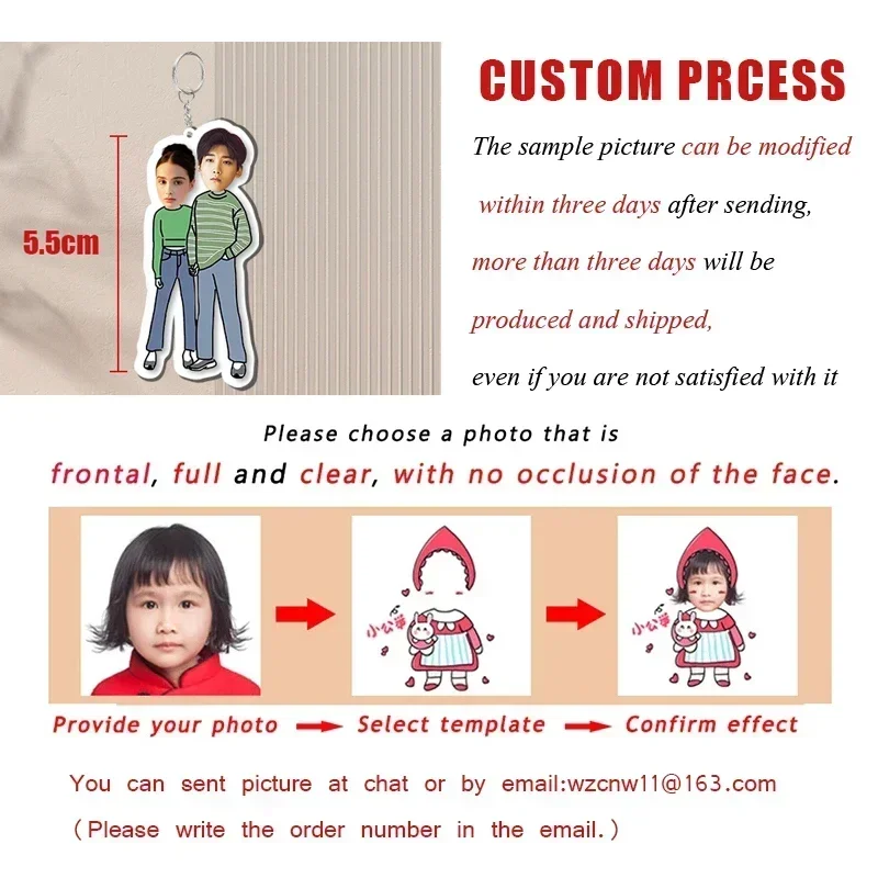 Custom Personal Keychain Girls' Good Friends Photo Key Chain Cute Pendant Backpack Cartoon Accessories Decor Collect Gift