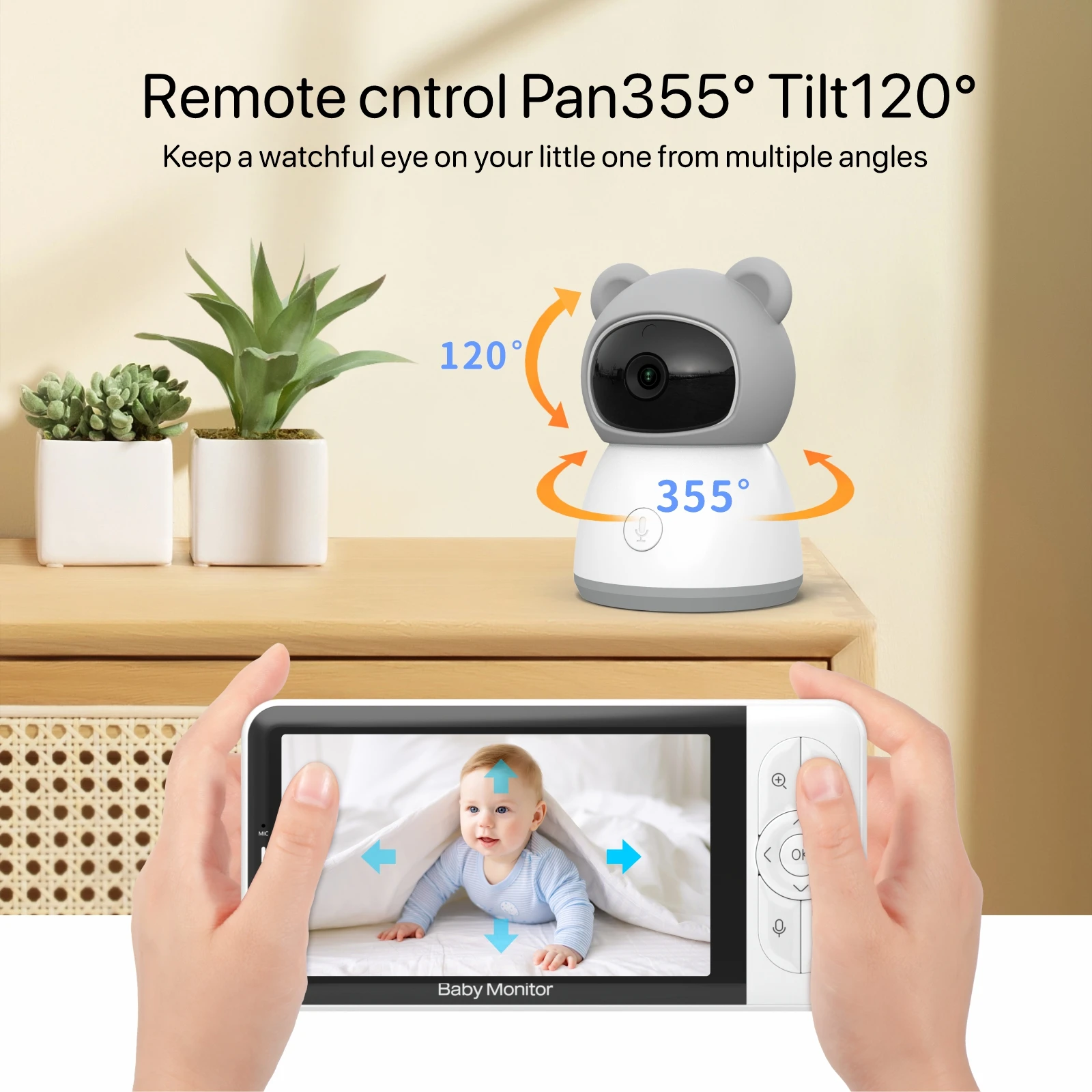 5Inch Screen Tuya APP Wireless WIFI Baby Camera Temperature Humidity Monitoring Nanny Cam Intercom Babysitter