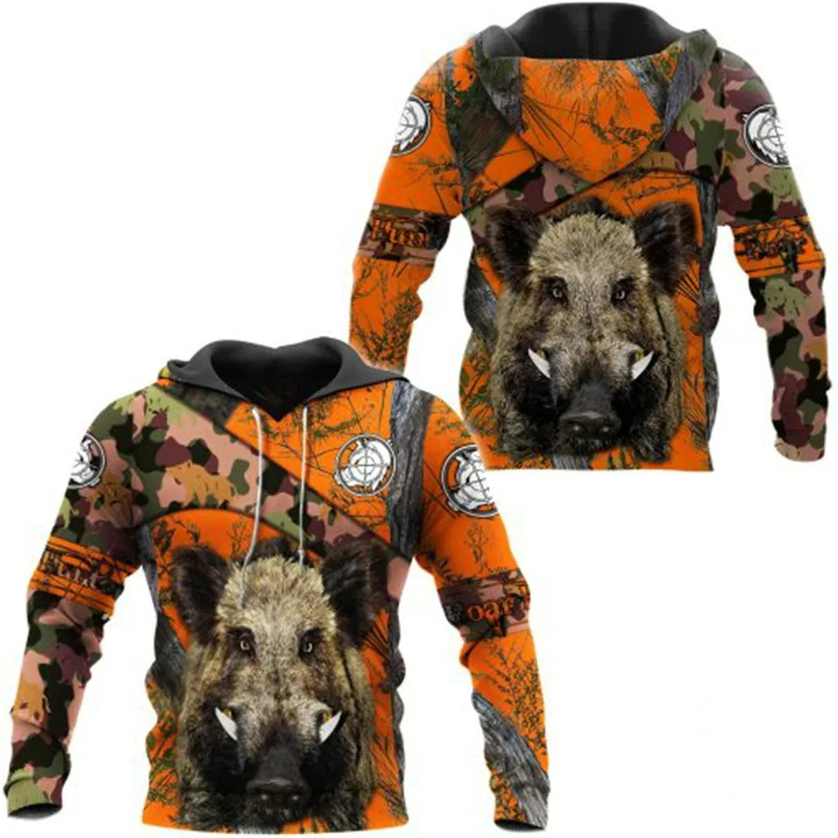 Boar Hunting Orange Camo 3d Printed Jacket Men/Women Harajuku Hoodie Unisex Casual Streetwear Sweatshirt Pullover Tops Sudaderas