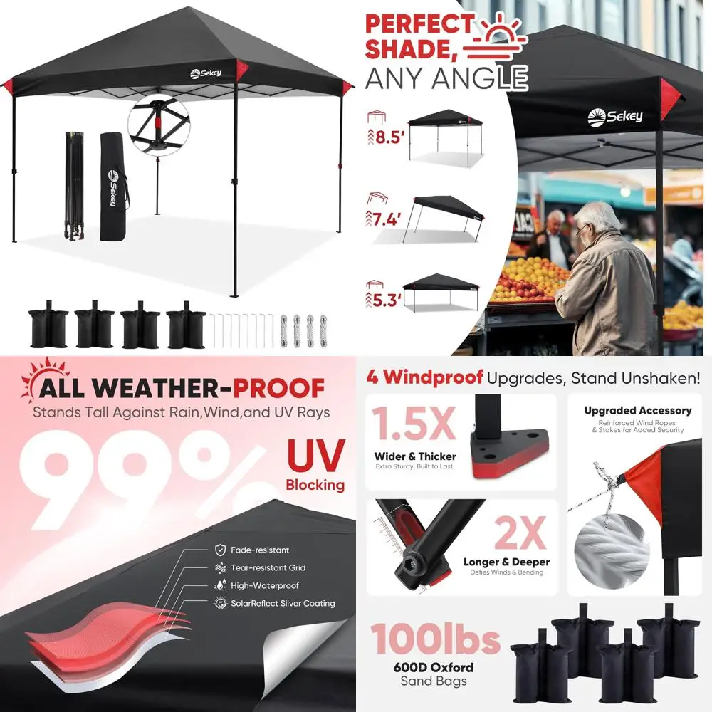 

10x10 Instant Pop Up Canopy with Easy Setup - 99% UV Protection Outdoor Sun Shelter for Events and Parties