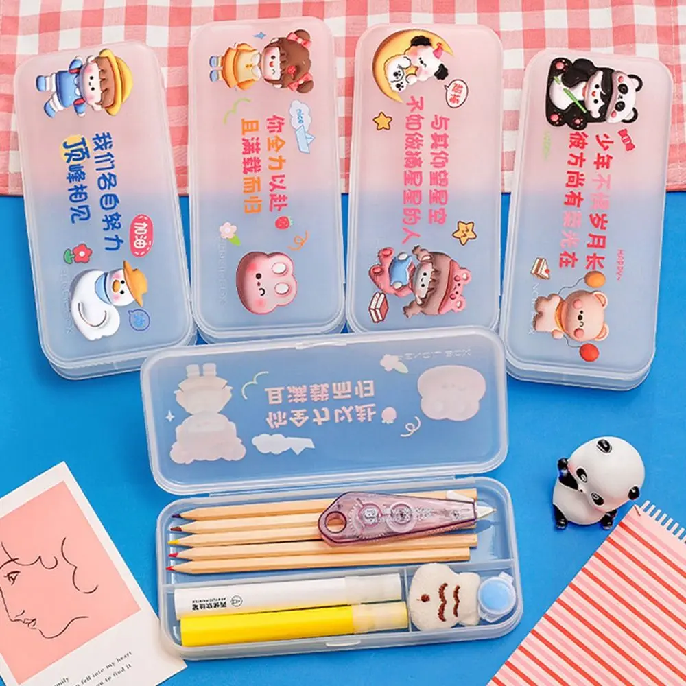 Duurzame Leuke Cartoon Pennenbakje Eenvoudige Niet-giftige Frosted Briefpapier Doos Grote Capaciteit Creatieve Pen Cases Mannelijke