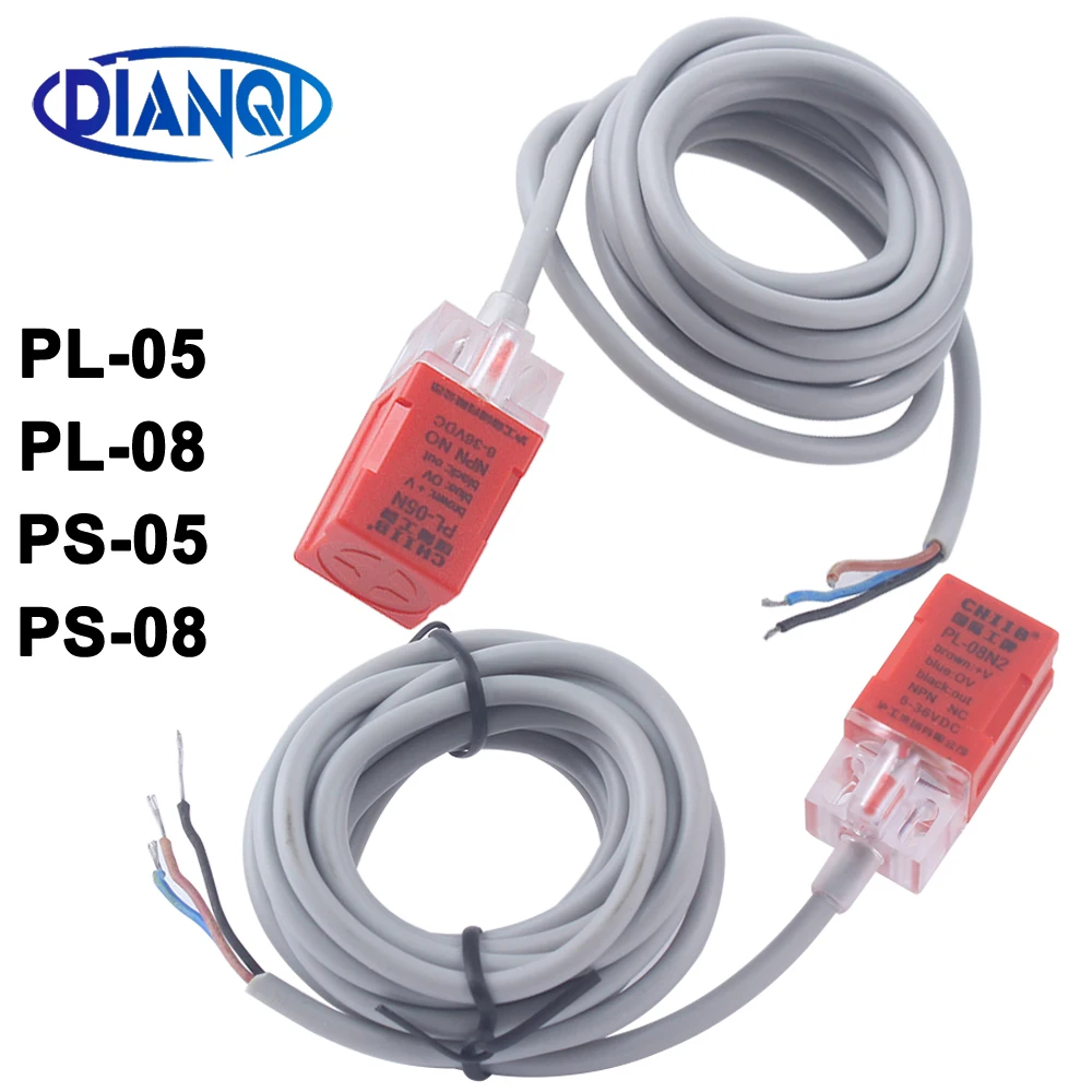 5/8mm DC NPN/PNP NO NC PL-05/08N N2 P P2 Square Metal Detection Approach On-Off Limit Inductive Proximity Sensor Switch 2/3 wire