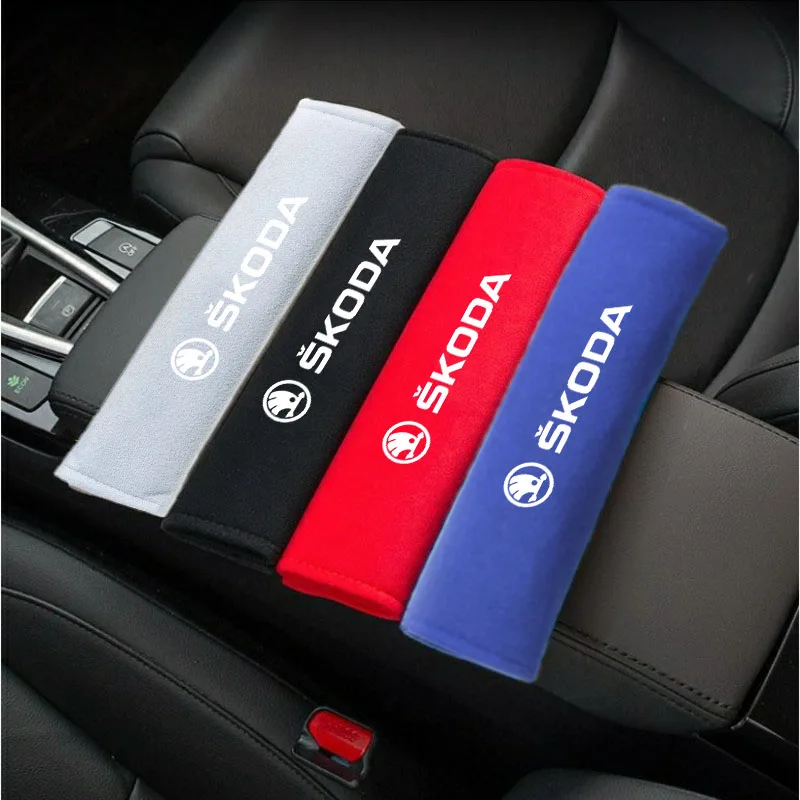 

2Pcs for Skoda Octavia Superb MK2 Fabia Rapid Car Leather Seat Belt Covers Styling Interior Auto Accessories
