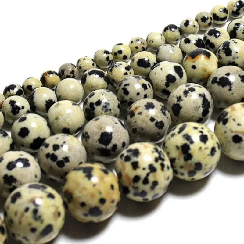 Dalmatian Jasper Loose Beads Natural Gemstone Smooth Round for Jewelry Making