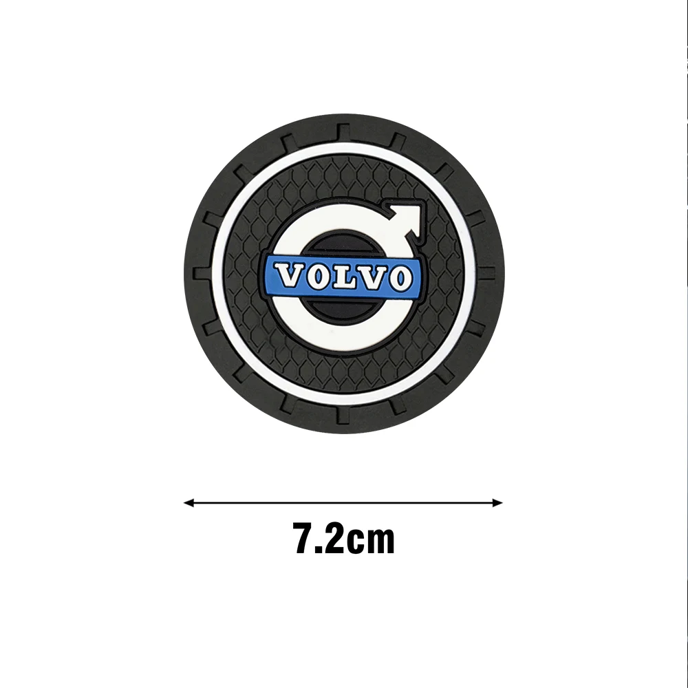 1/2pcs Silicone Car Coaster Water Cup Holder Anti-Slip Mat Car Badge Decor For Volvo Rdesign Xc90 Xc60 S40 S60 S80 V40 V50 V60