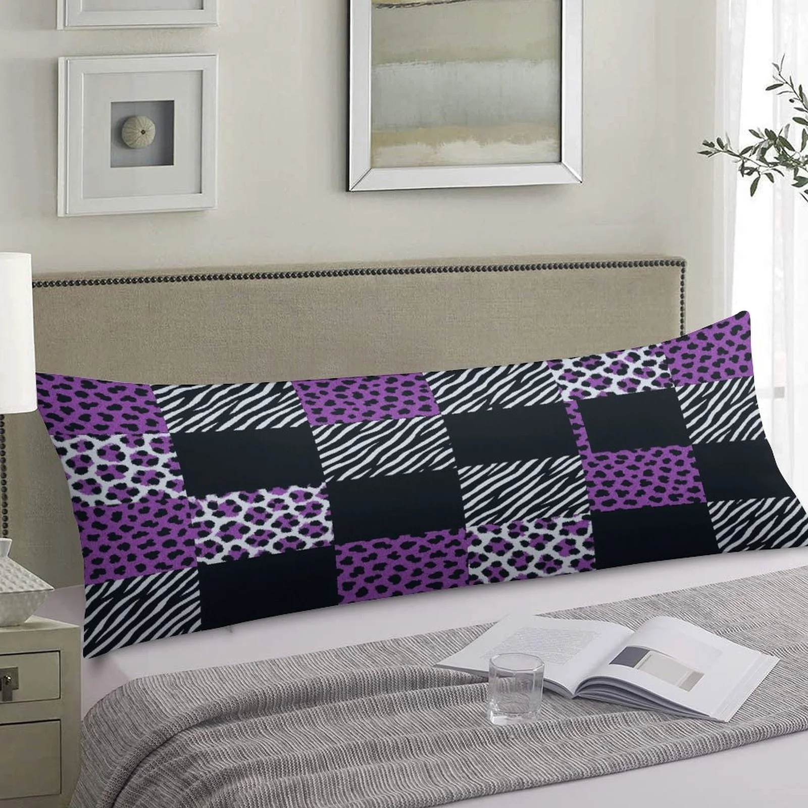 Leopard and Zebra Print Patchwork Design Pillowcase, Stylish Long-pile Long Rectangular Pillow Cover, Soft and Comfortable Decor