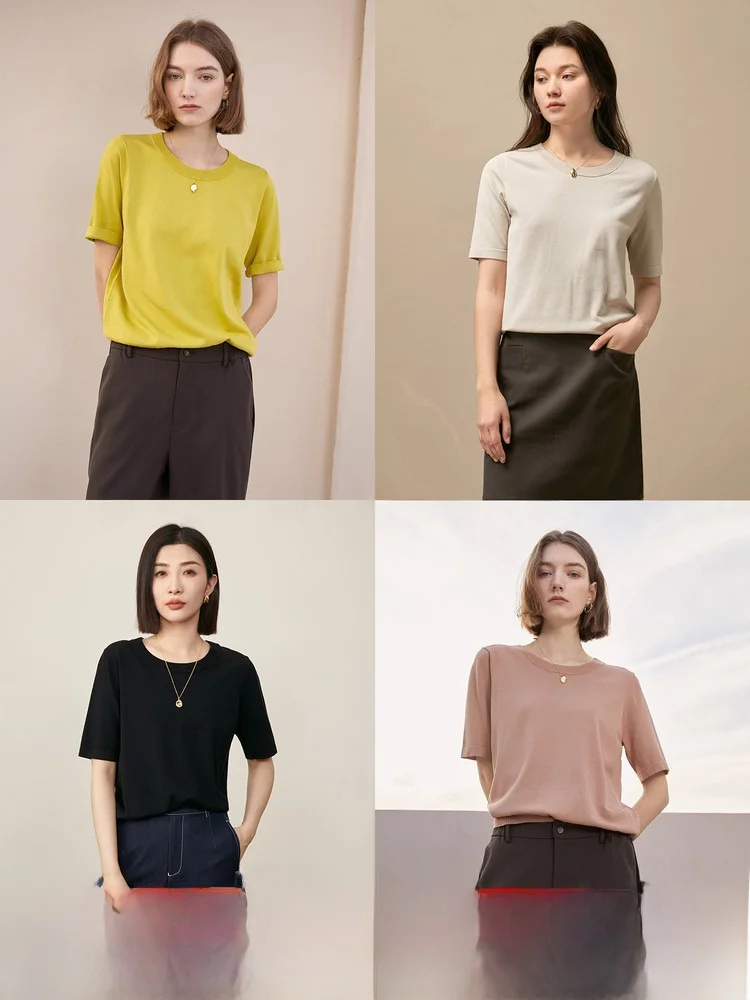 

Шелковый вязаный свитер однотонного цвета, простой фасон, женский, лето 2025, новинка, серия Pumpkin Valley Holiday