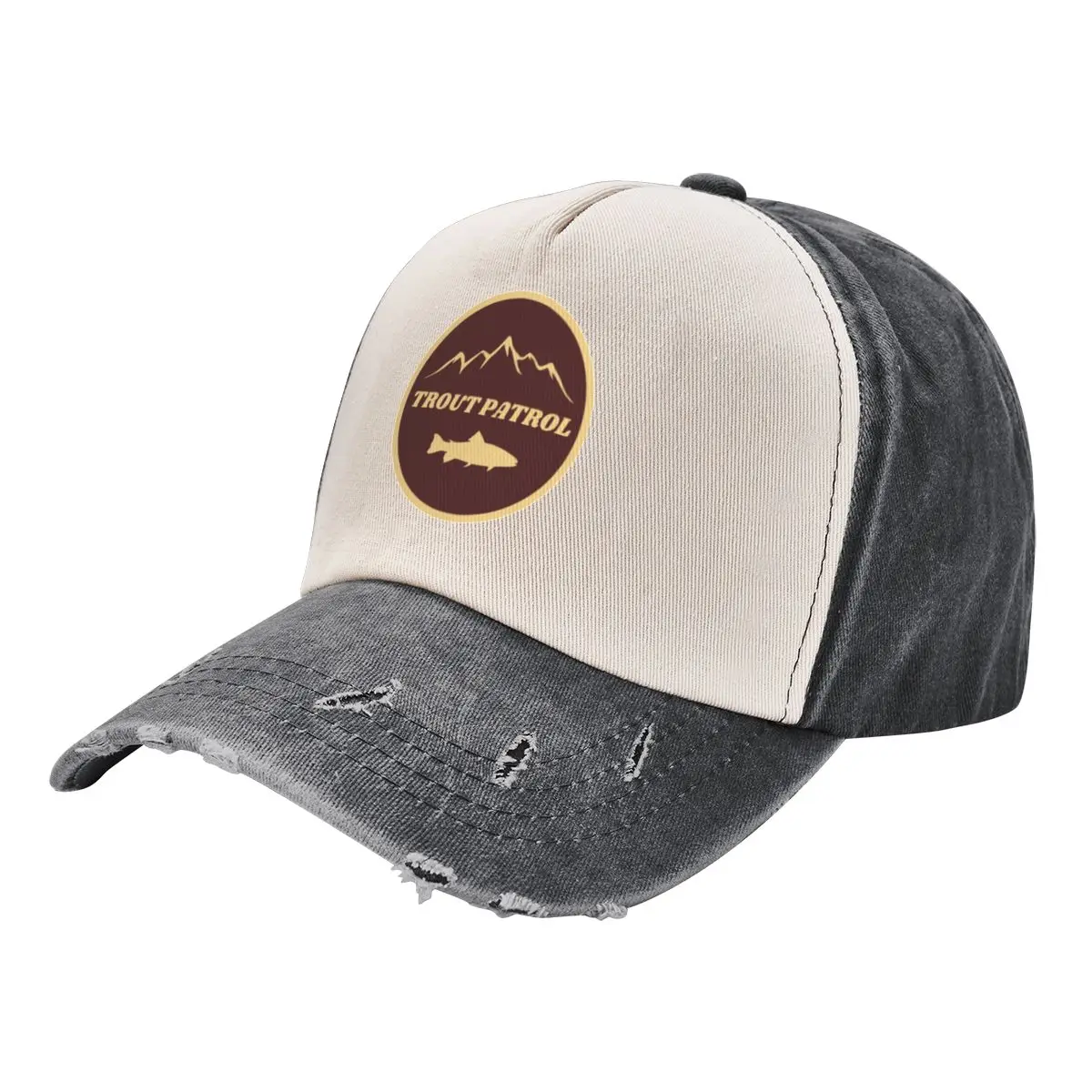 Trout Patrol Maroon & Tan Baseball Cap Hood Icon Rave Mountaineering Women's Hats Men's