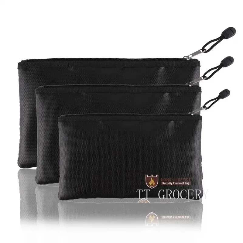 Portable Fireproof & Waterproof Document Envelope File Folder Cash Pouch Fireproof Money Bag Lipo Safe Bag for Home Office S/M/L