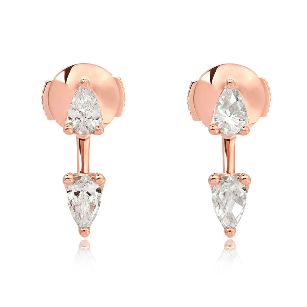 

Smyoue 5*8mm Water Drop All Moissanite Stud Earrings for Women Pear Cut Gems 2 Use Way Earring 925 Solid Silver Womans Jewelry