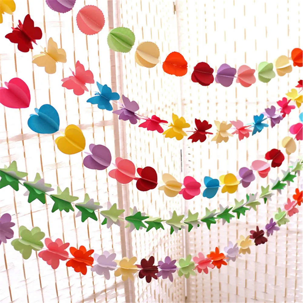 3D Colorful Butterfly Paper Garland Paper Rope Wedding Arrangement Birthday Party Decoration Supplies Home Decoration