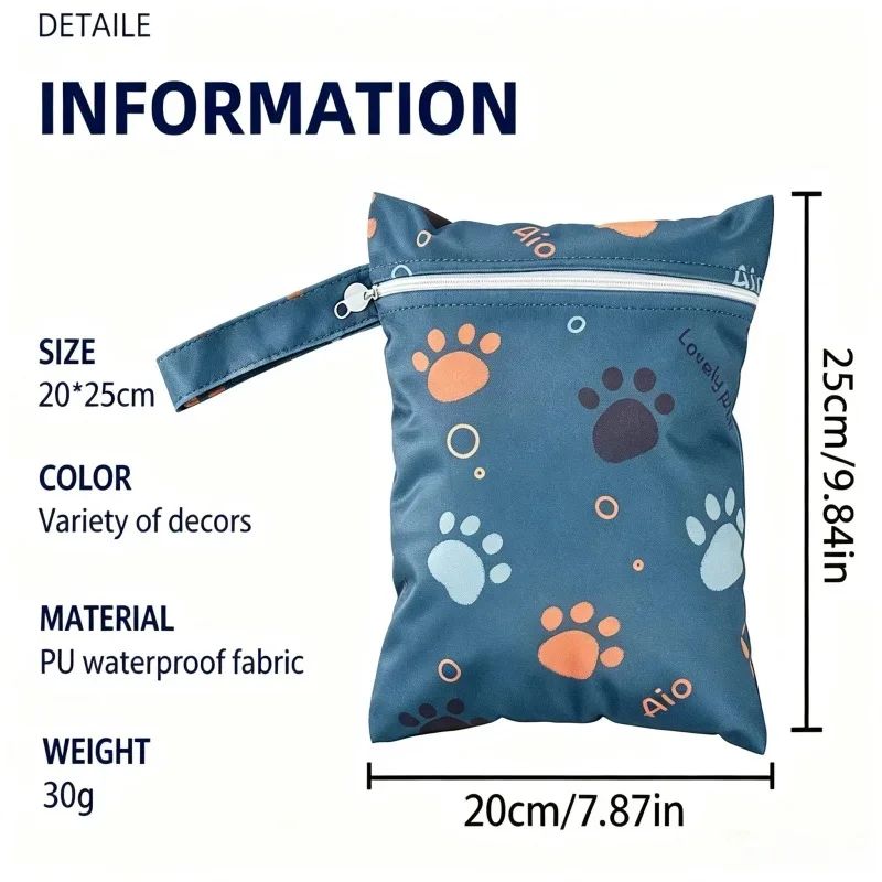 Waterproof Printed Storage Bag 25x20cm Zipper Hanging Organizer Moisture-Proof Large Capacity For Kids Pet Toiletries