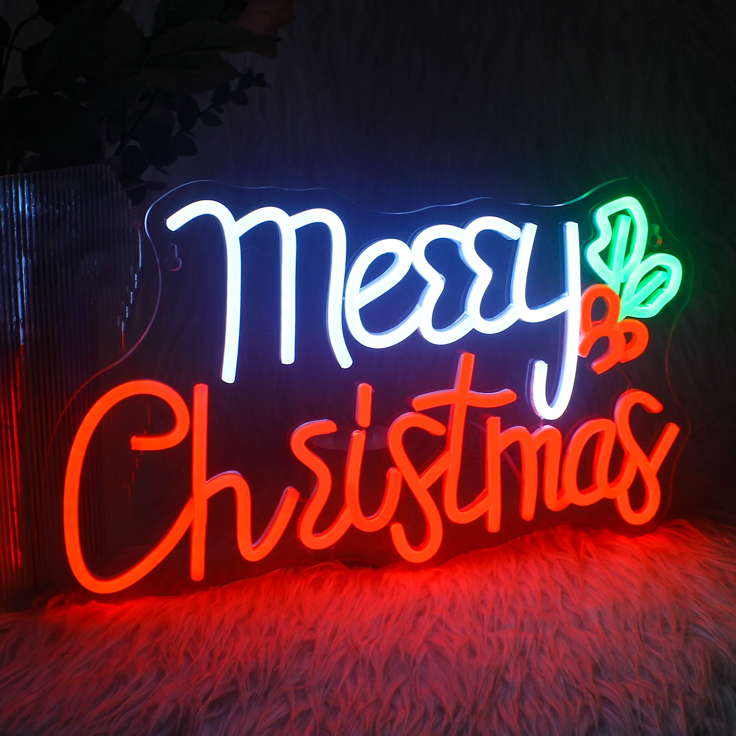 Red Green Merry Christmas Neon Sign Christmas Tree LED Sign Christmas Party Neon Kids Bedroom Store Bar Pub Club Christmas