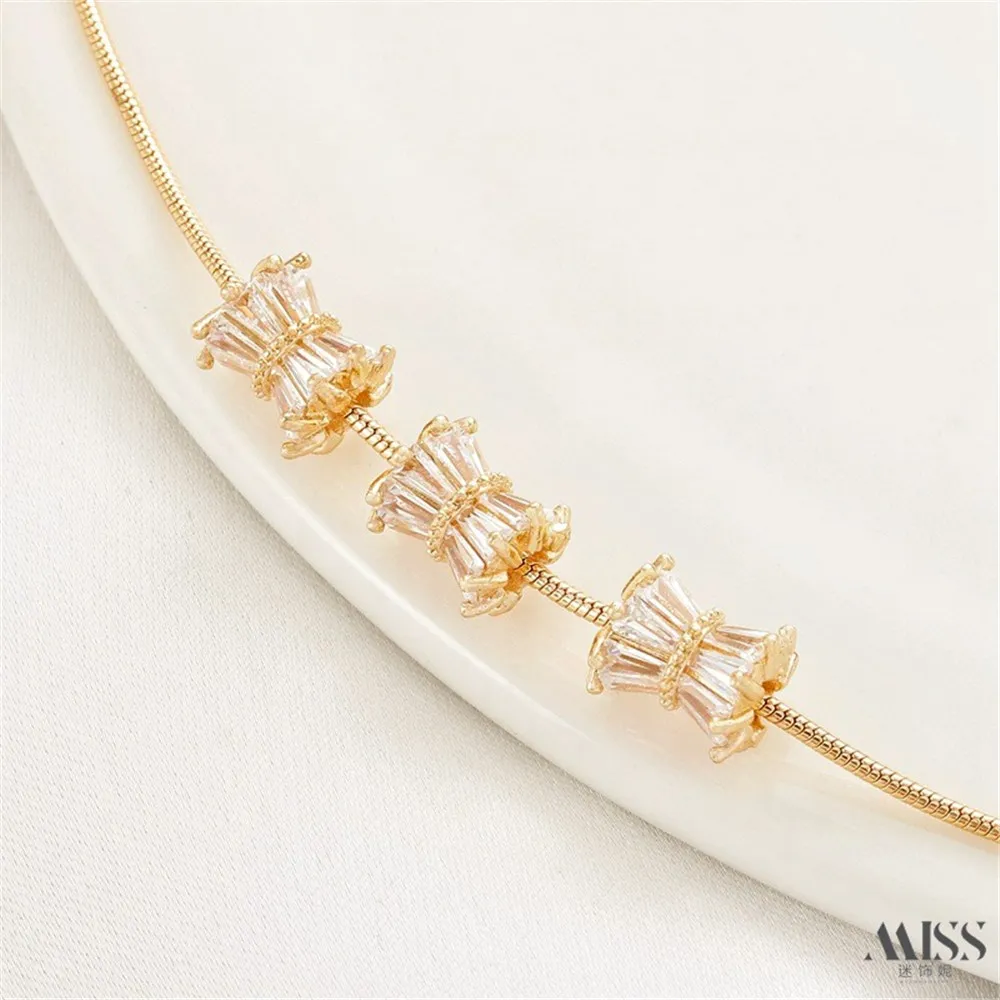 

14K Bag Gold Inlaid Zircon Small Waist Thin Waist Pendant Waist Drum Bead Diy Bracelet Necklace Jewelry Accessories