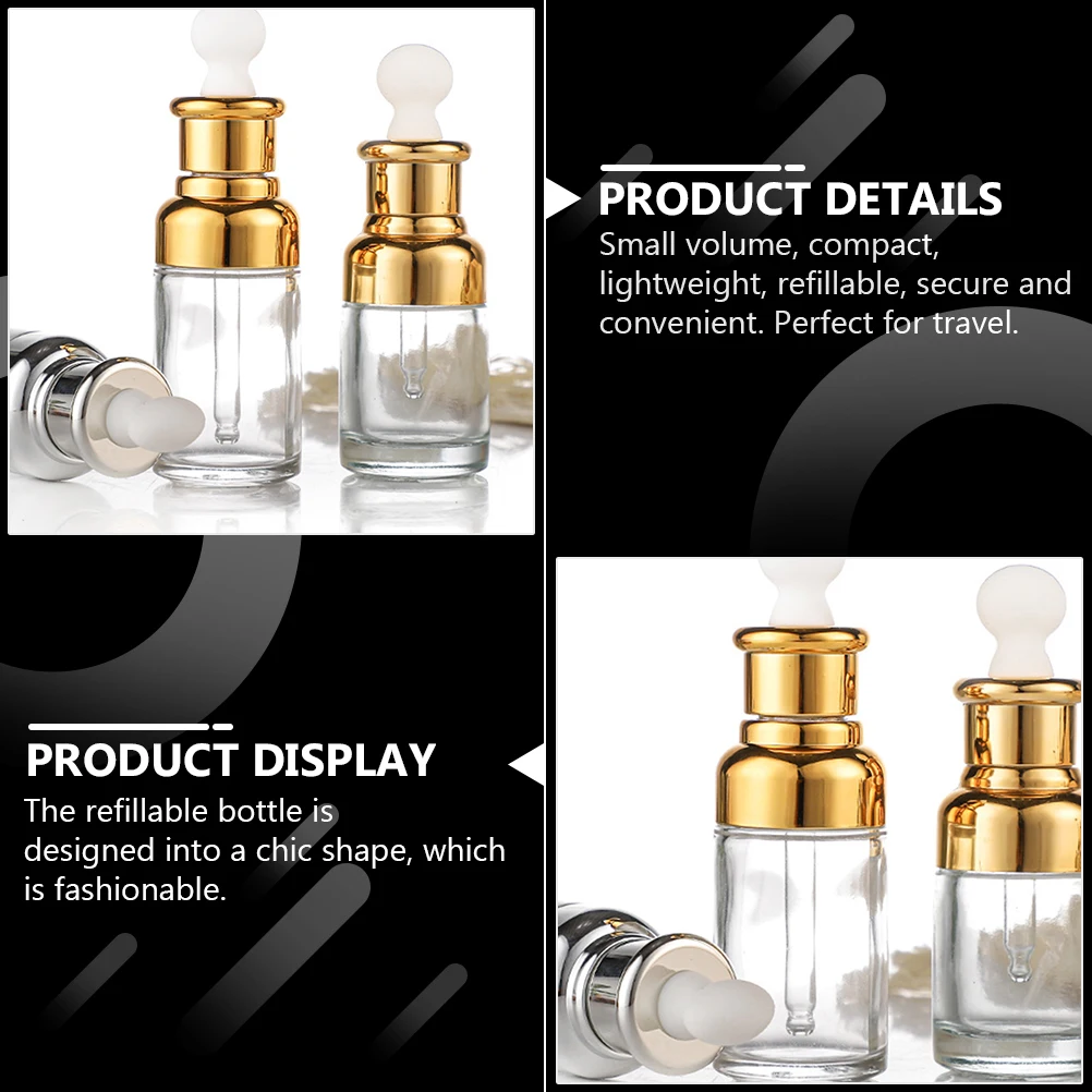 6 قطع زجاجة عطرية زجاجية 30 مل قطارة زيت عطري قابلة لإعادة الملء خفيفة الوزن للسفر زجاجة قطارة مريحة