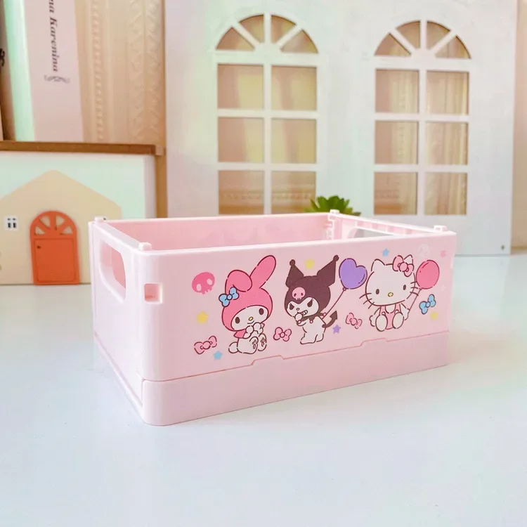 Disney Stitch Storage Box Kawaii Cartoon Anime Periphery Foldable Stationery Cosmetics Storage Basket Practical Home Decor Gifts