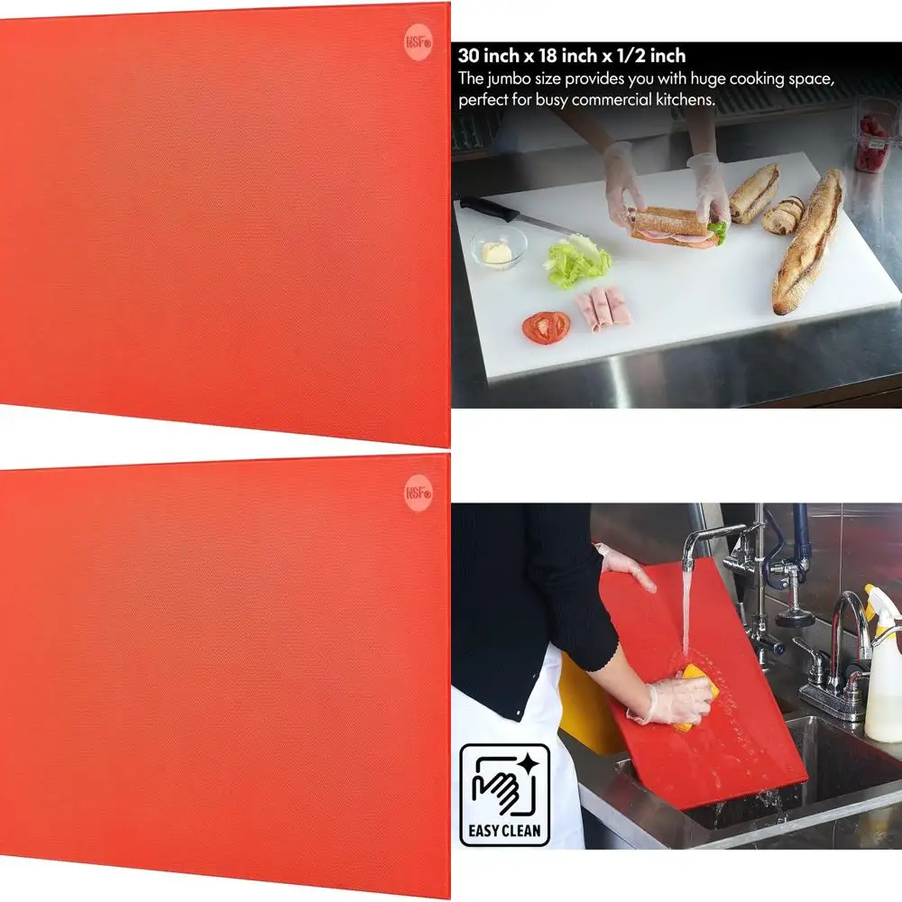 

Красная пластиковая разделочная доска 30x18 0,5 с противоскользящей поверхностью, можно мыть в посудомоечной машине