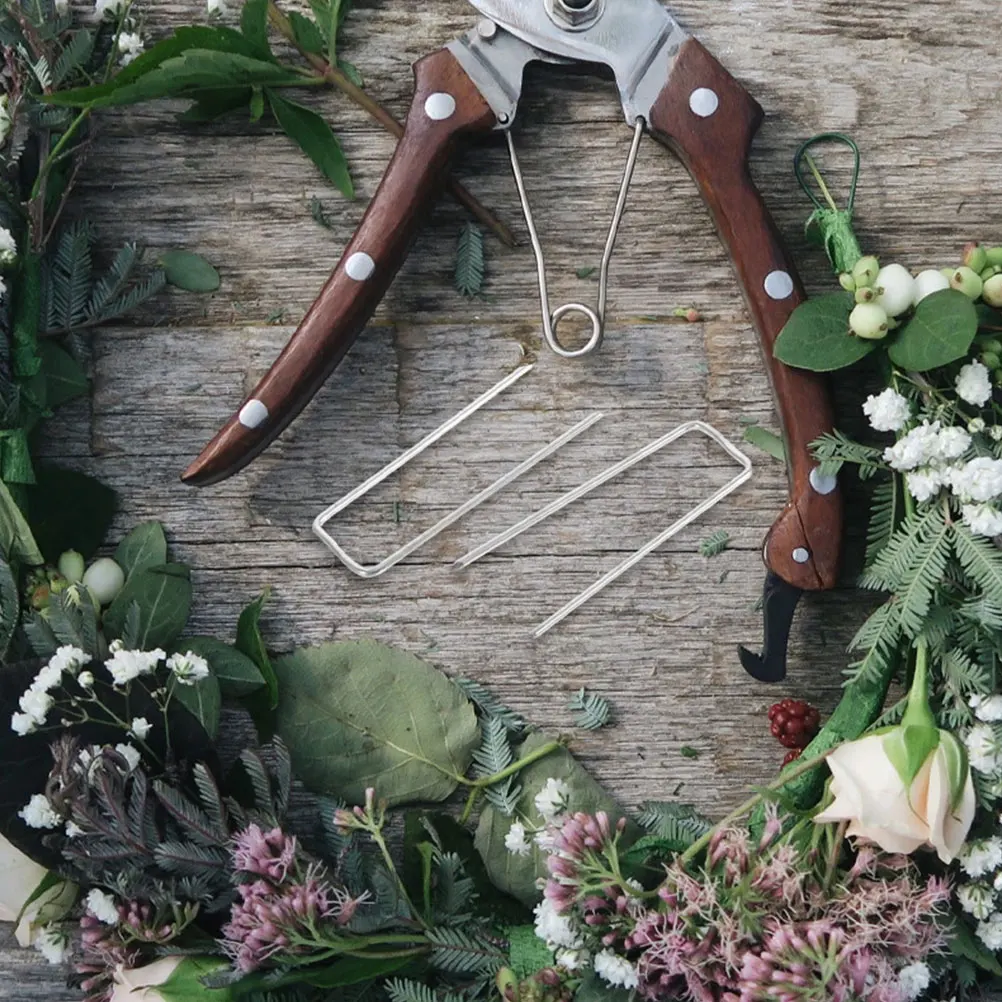 

150pcs Floral Fixing U Pins Galvanized Steel For Wreath Making Flower Arrangements Garden Craft Decoration