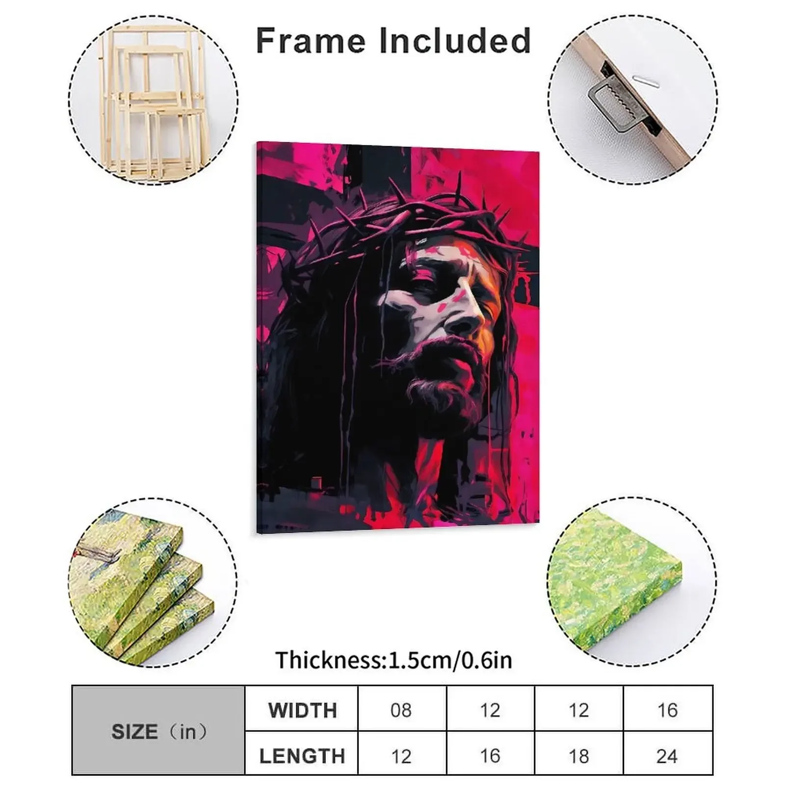 Jesus Christ Abstract Canvas Painting Wall Plaque Retro Cave Club Customized Framed Wall Paintings