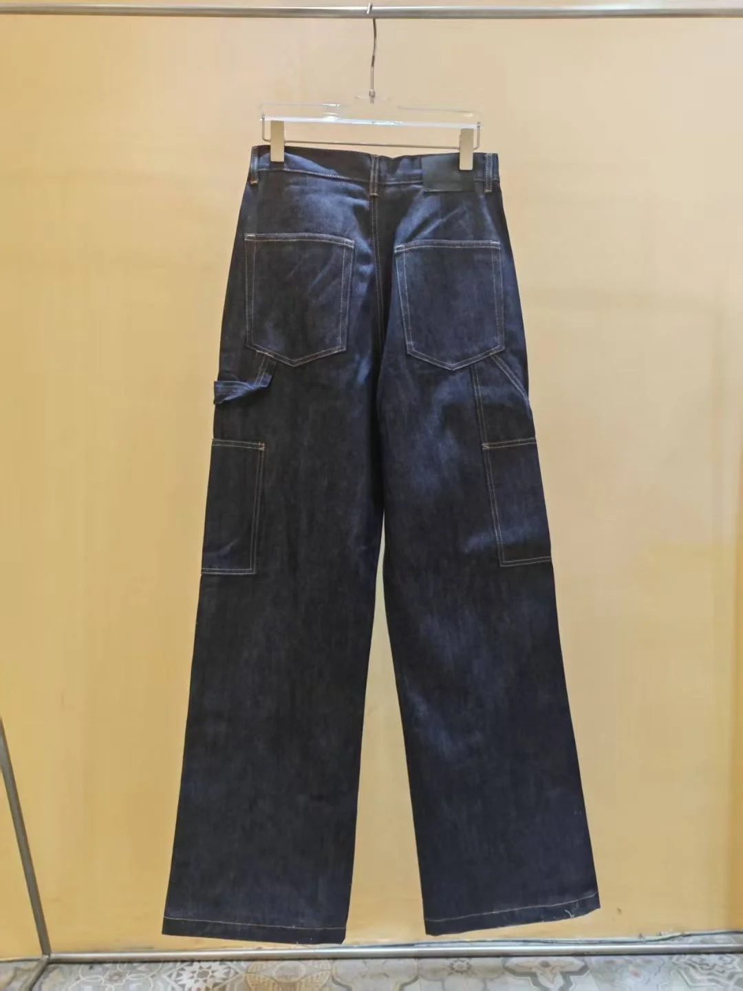 

Loose Straight Leg Original Denim Blue Porterville Double Knee Jeans for Young Men High Waist Long Trousers Casual Sle