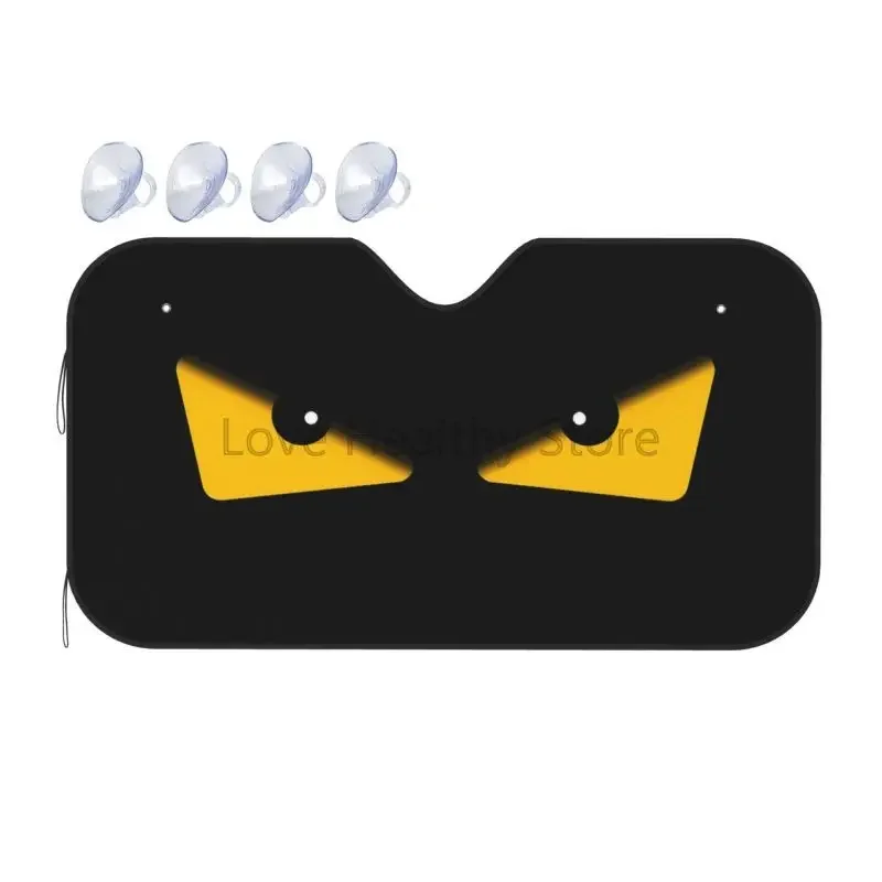 

Cartoon Angry Eyes Novelty Car Front Windshield Sunshade 76x140cm Car Window Windscreen Cover Sun Visor Heat Reflector
