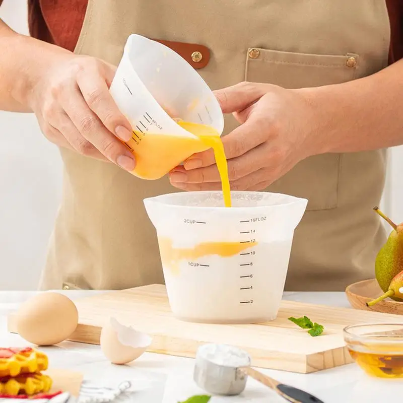 

Силиконовый мерный стакан со шкалой, 1 шт., прозрачный мерный стакан, термостойкий мягкий фотоинструмент