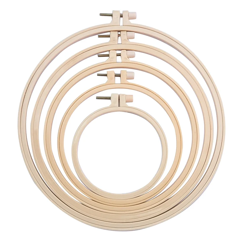 ABMO 5 Pcs 3 Inch to 8 Inch Embroidery Hoops Set Plastic Round Hoops for Embroidery Craft Sewing and Ornaments Sewing